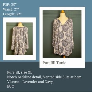PureJill Lavender and Navy Patterned Tunic